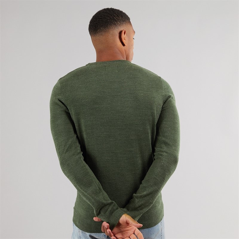 Brave Soul Mens Bohr Knit Jumper Khaki Mix - Image 2