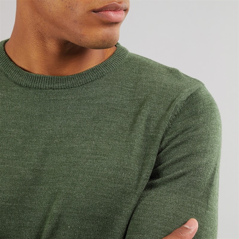 Brave Soul Mens Bohr Knit Jumper Khaki Mix - Image 3