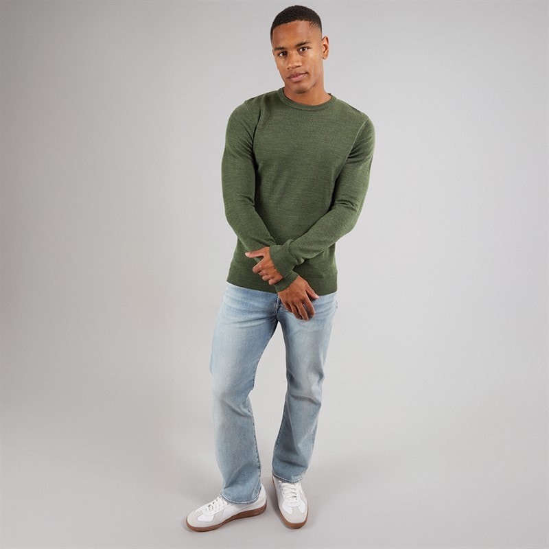Brave Soul Mens Bohr Knit Jumper Khaki Mix - Image 4