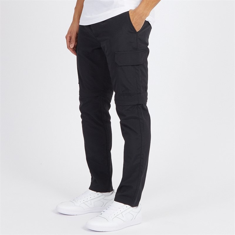 Brave Soul Mens Taslan Zip Cargo Pants Black - Image 1