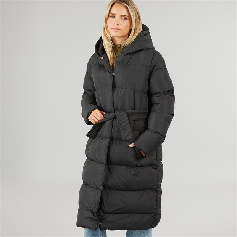 Brave Soul Womens Vine Maxi Puffer Coat Black - Image 1