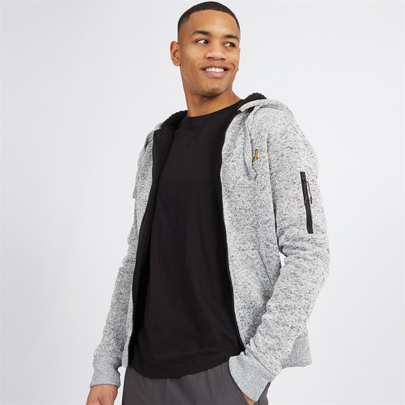 Brave Soul Mens Rackham Zip Hoodie Grey