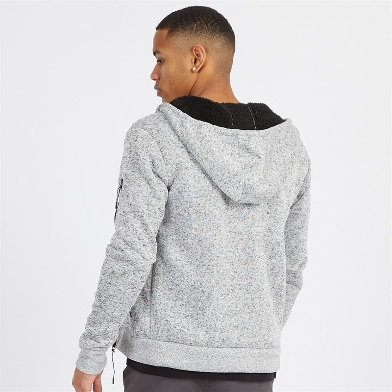Brave Soul Mens Rackham Zip Hoodie Grey - Image 2