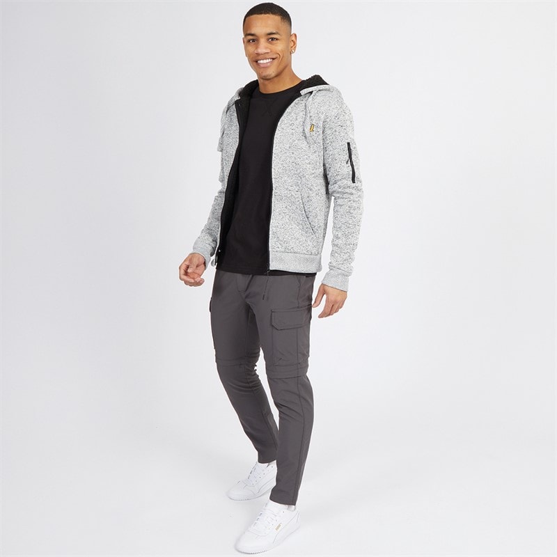 Brave Soul Mens Rackham Zip Hoodie Grey - Image 4