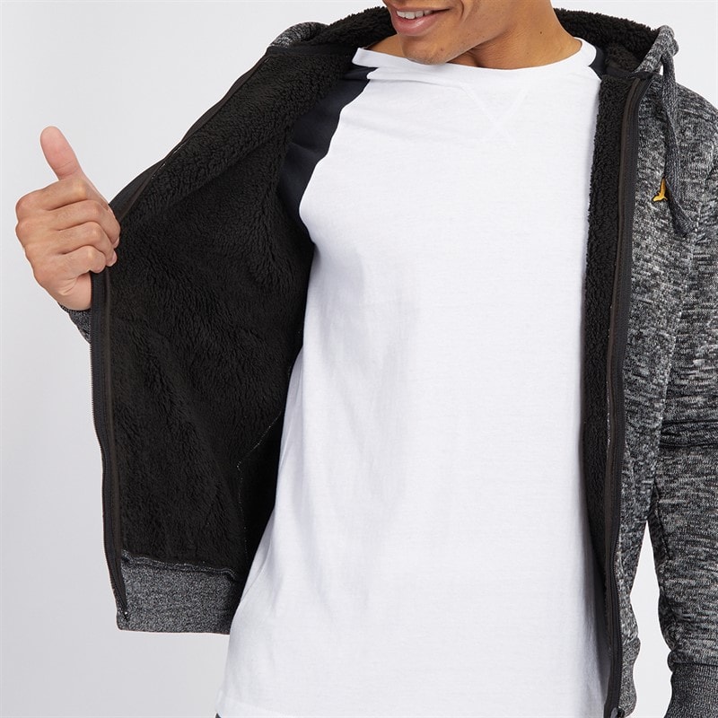 Brave Soul Mens Rackham Zip Hoodie Black - Image 3