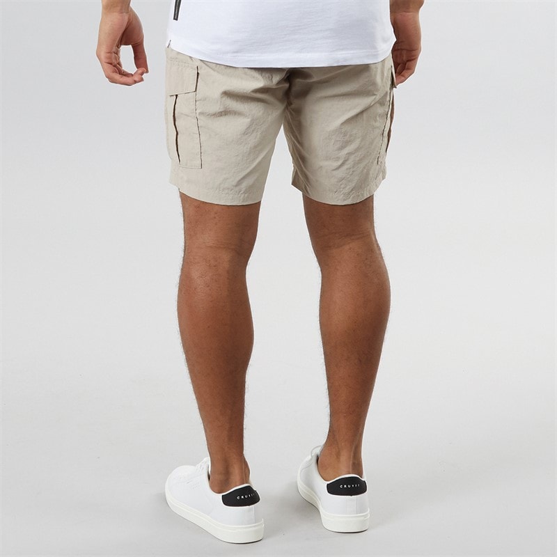 Brave Soul Mens Fine Taslan Cargo Shorts Stone - Image 2