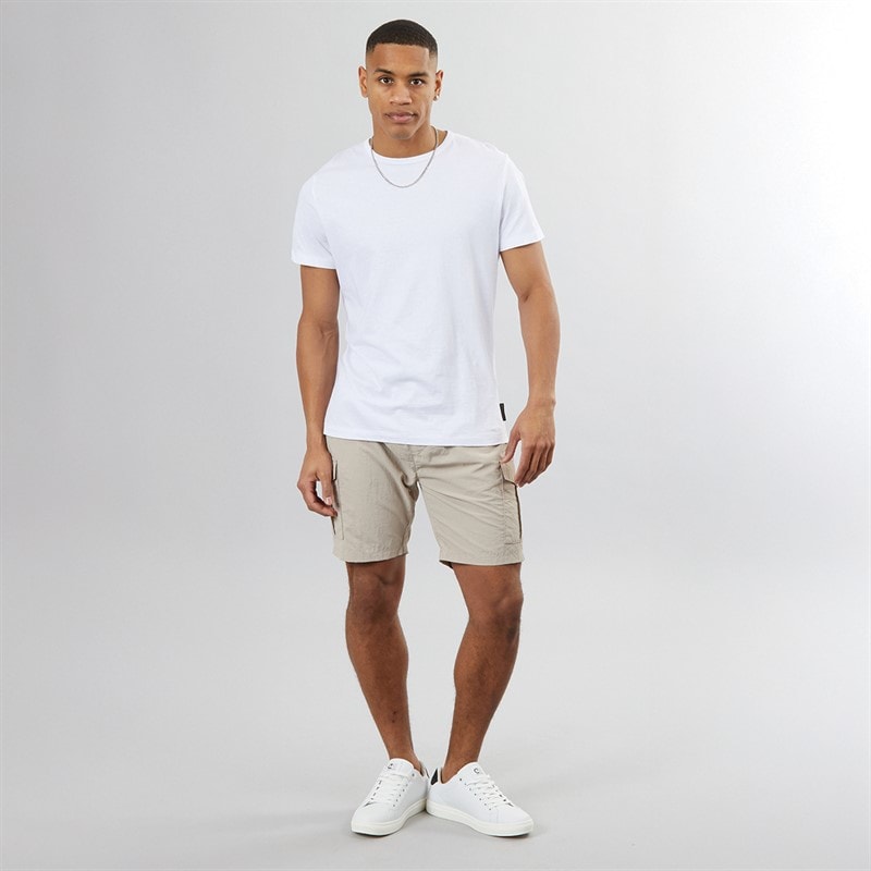 Brave Soul Mens Fine Taslan Cargo Shorts Stone - Image 3