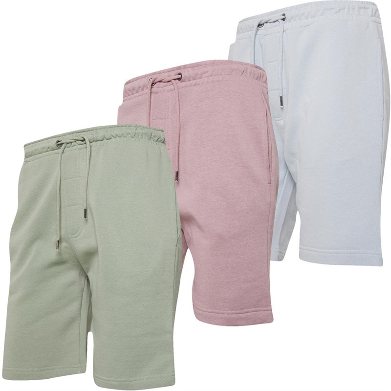 Brave Soul Mens Tarley Three Pack Jersey Shorts Baby Blue/Mint Green/Lavender - Image 1