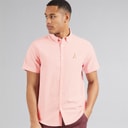 Brave Soul Mens Nerob Short Sleeve Shirt Light Pink Oxford