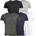 Brave Soul Mens Russel Five Pack T-Shirts Black/White/Light Grey Marl/Navy/Dark Charcoal Marl