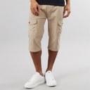 Brave Soul Mens Mes Ardwick 3/4 Cargo Shorts Stone