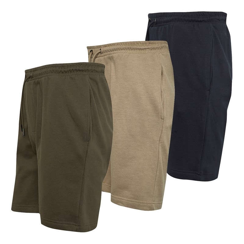 Brave Soul Mens Tarley Three Pack Jersey Shorts Navy/Stone/Khaki - Image 1