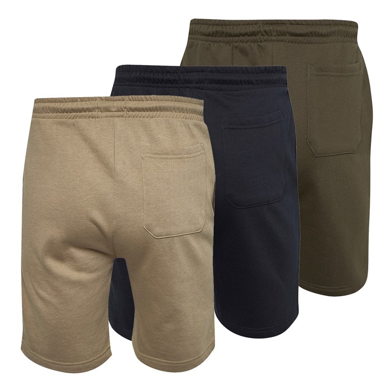Brave Soul Mens Tarley Three Pack Jersey Shorts Navy/Stone/Khaki - Image 2