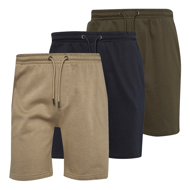 Brave Soul Mens Tarley Three Pack Jersey Shorts Navy/Stone/Khaki - Image 3