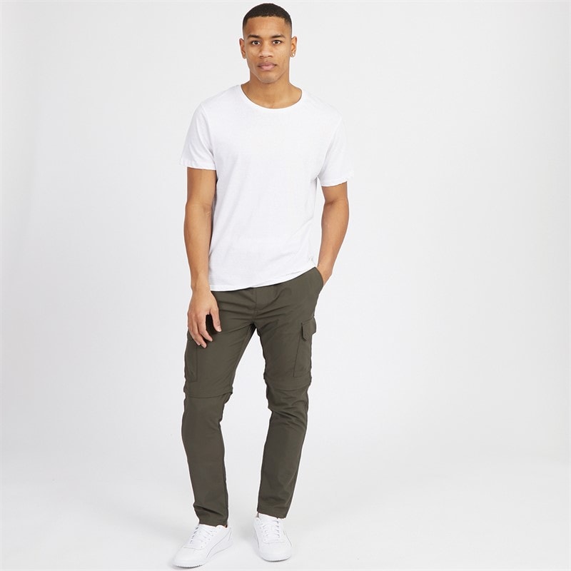 Brave Soul Mens Taslan Zip Cargo Pants Khaki - Image 4