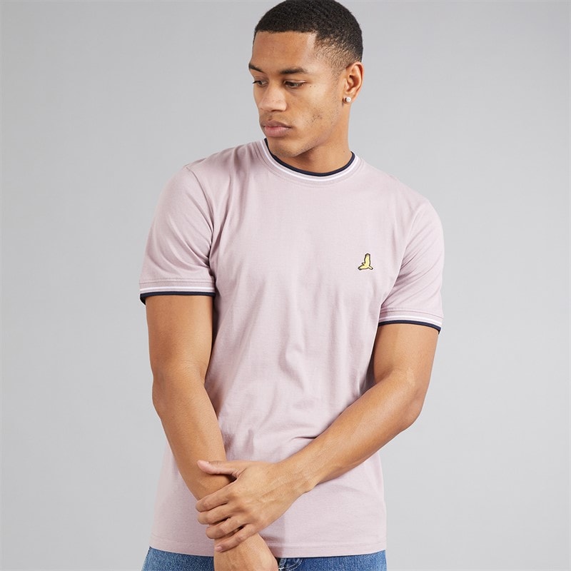 Brave Soul Mens Federerf T-Shirt Lavender/Rich Navy/Optic White - Image 1