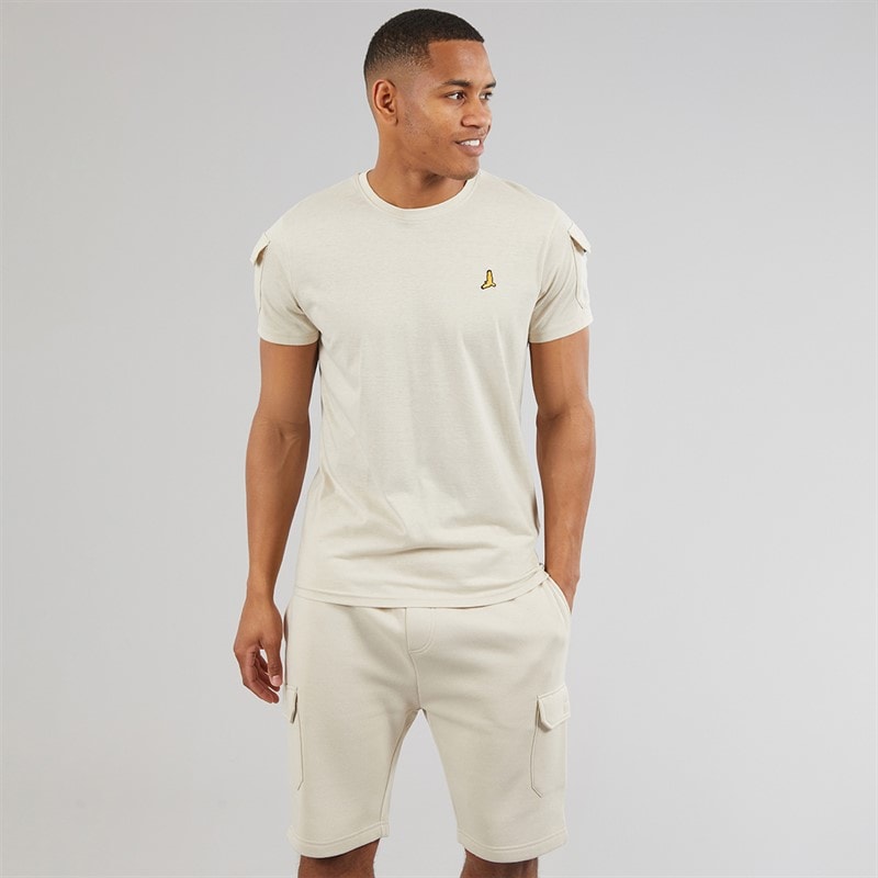 Brave Soul Mens Linus T-Shirt And Shorts Set Plaster