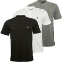 Brave Soul Mens Akari Three Pack Polo Shirts Optic White/Jet Black/Light Grey Marl