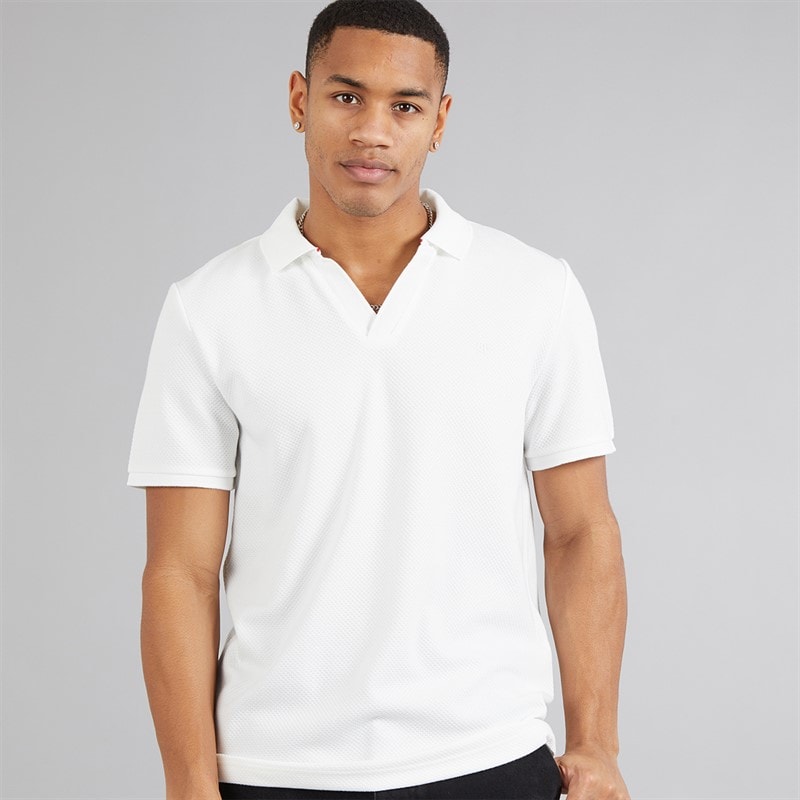 Brave Soul Mens Cadby Polo Shirt Cream/Washed Sage