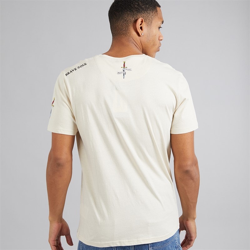 Brave Soul Mens Lennon T-Shirt Plaster - Image 2