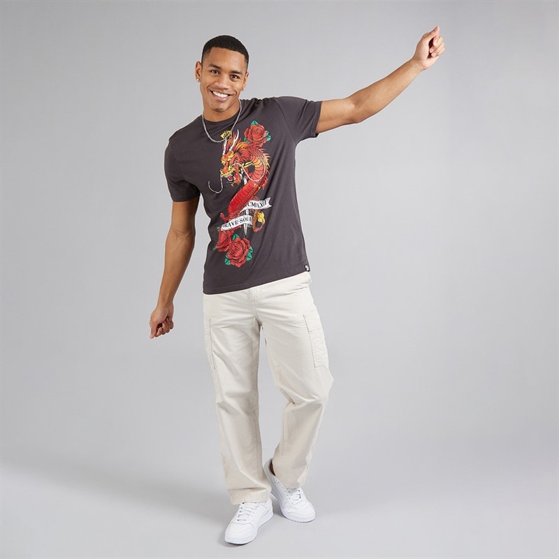 Brave Soul Mens Lennon T-Shirt Charcoal - Image 4