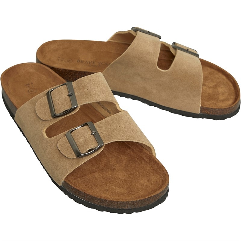 Brave Soul Mens Anthony Double Buckle Sandals Desert Taupe