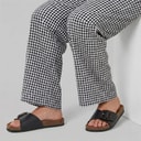 Brave Soul Womens Buckle Footbed Sandals Black