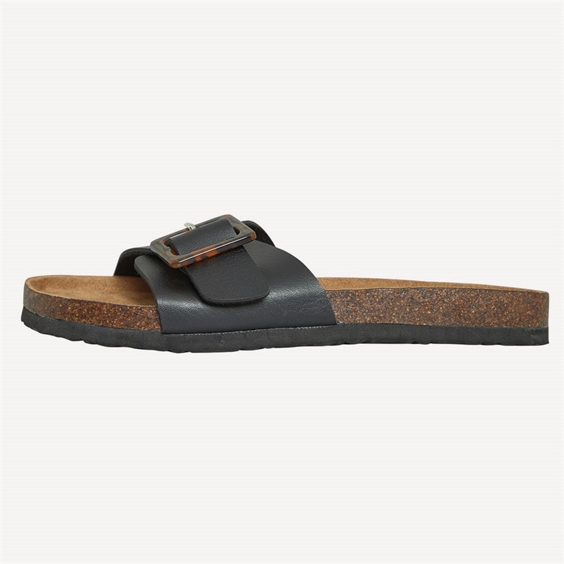 Brave Soul Womens Buckle Footbed Sandals Black - Image 2