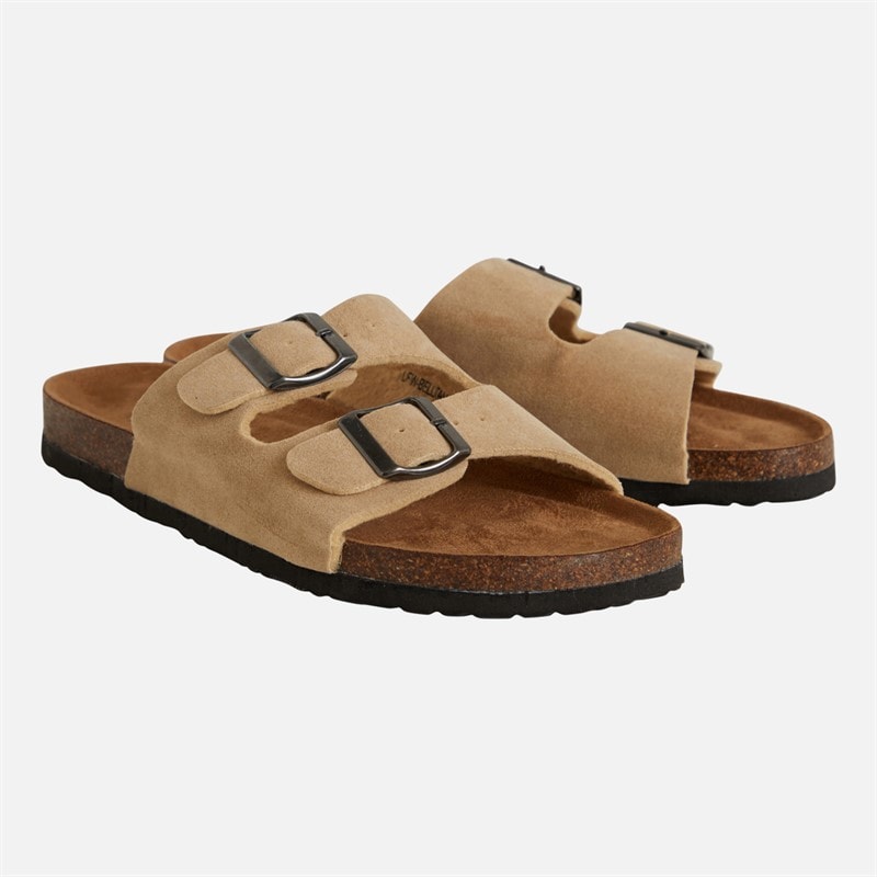 Brave Soul Womens Double Buckle Footbed Sandals Desert Taupe - Image 2