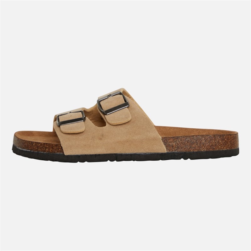 Brave Soul Womens Double Buckle Footbed Sandals Desert Taupe - Image 3