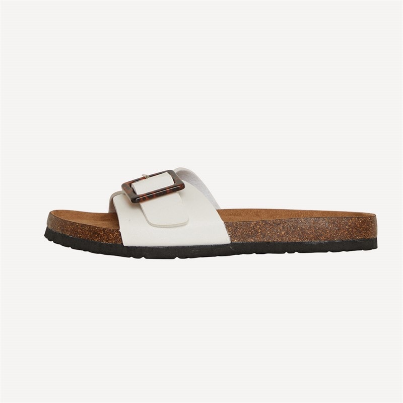 Brave Soul Womens Buckle Footbed Sandals White - Image 2