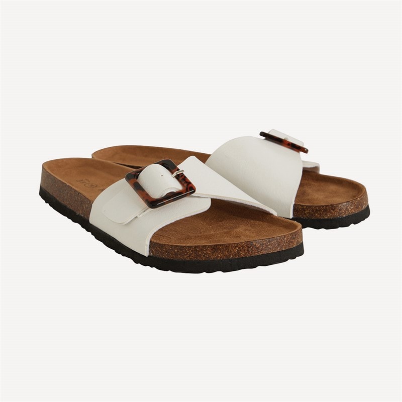 Brave Soul Womens Buckle Footbed Sandals White - Image 5