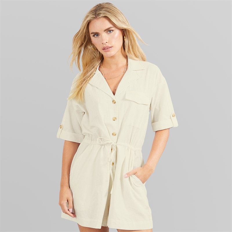 Brave Soul Womens Lennon Playsuit Cream - Image 1