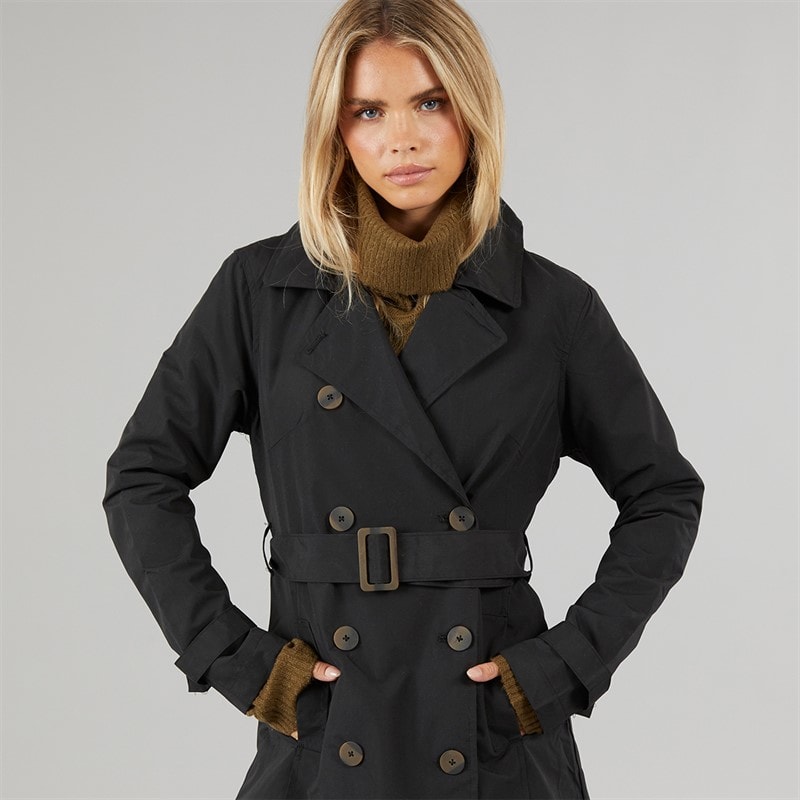 Brave Soul Womens Brandy Coated Mac Black - Image 3
