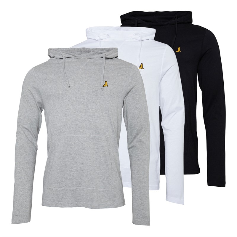 Brave Soul Mens Huffle Hoodie Black/White/Light Grey Marl