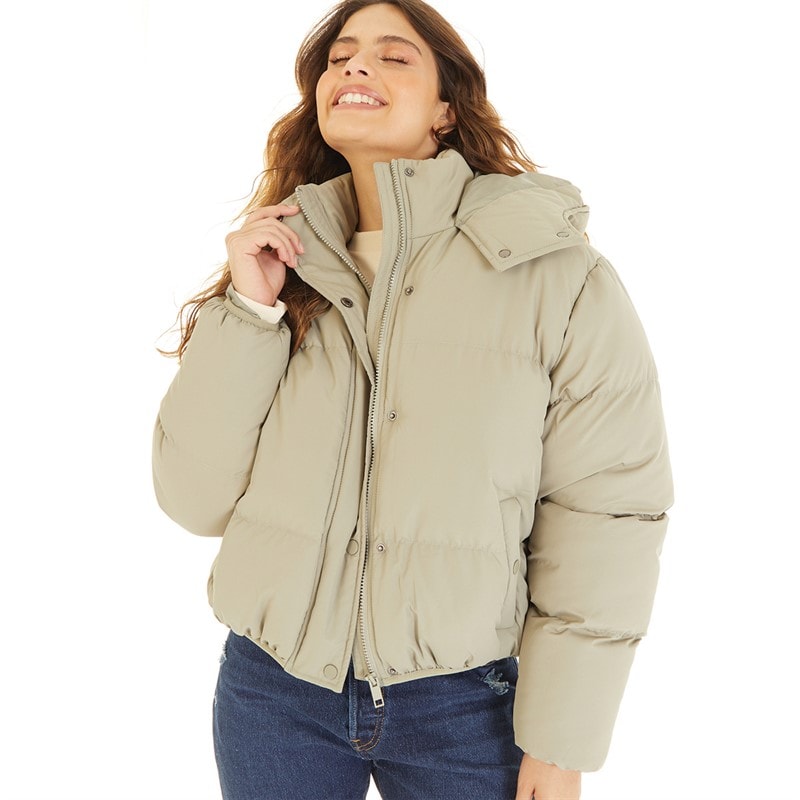 Brave Soul Womens Bunny Short Puffer Jacket Sage - Image 3