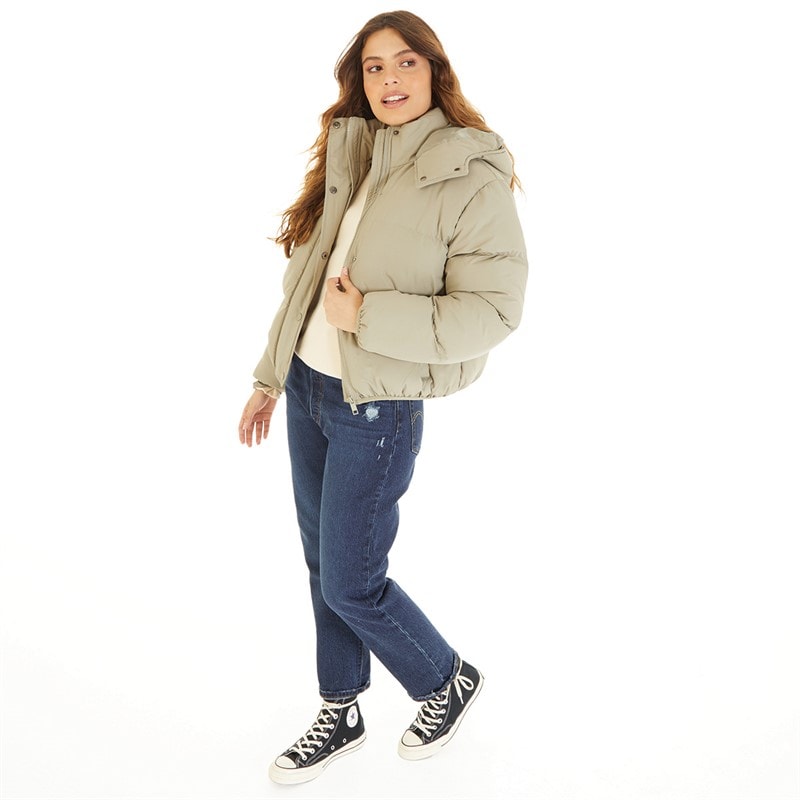 Brave Soul Womens Bunny Short Puffer Jacket Sage - Image 4