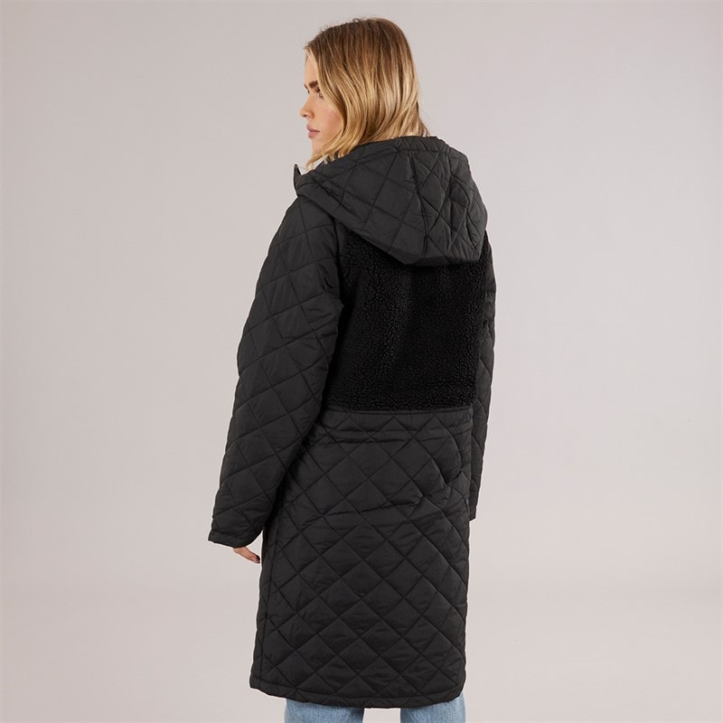 Brave Soul Womens Patty Hooded Puffer Coat Black - Image 2