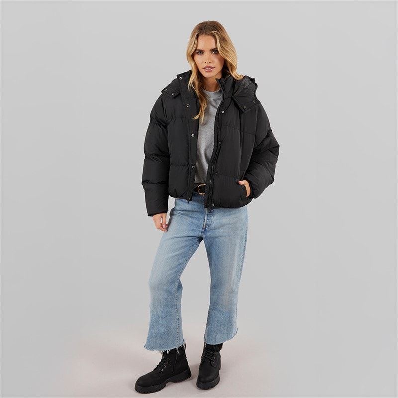 Brave Soul Womens Bunny Short Puffer Jacket Black - Image 4