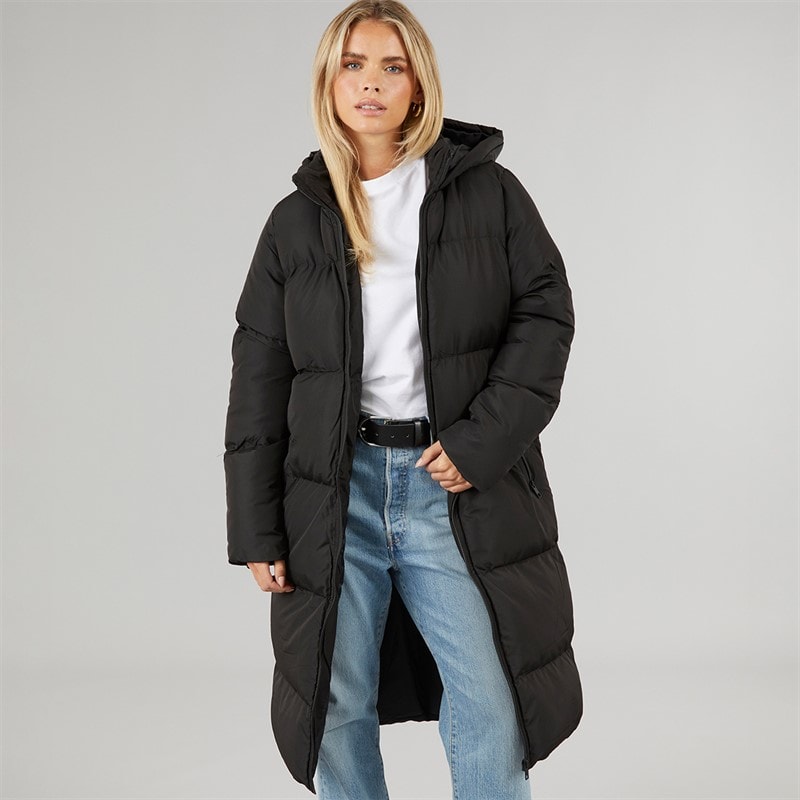 Brave Soul Womens Harp Maxi Coat Black