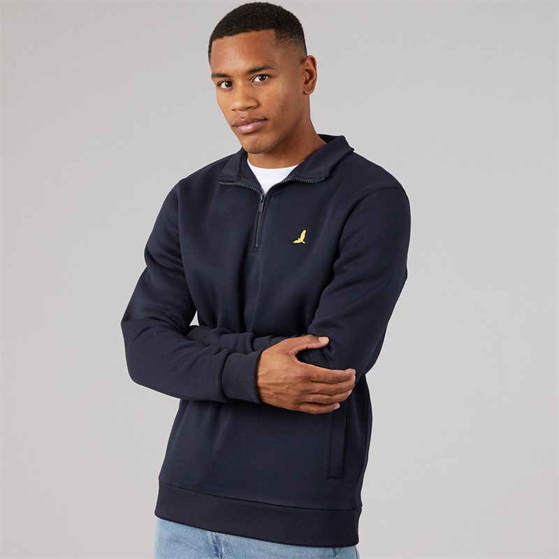 Brave Soul Mens Idaho Funnel Neck Jumper Navy
