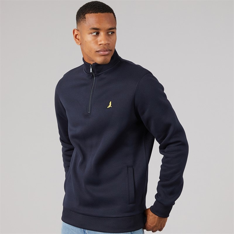 Brave Soul Mens Idaho Funnel Neck Jumper Navy - Image 3