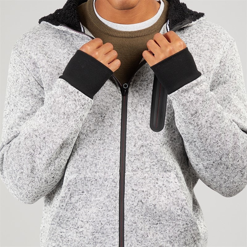 Brave Soul Mens Severn Zip Up Hooded Jacket Grey Grindle/Jet Black - Image 3