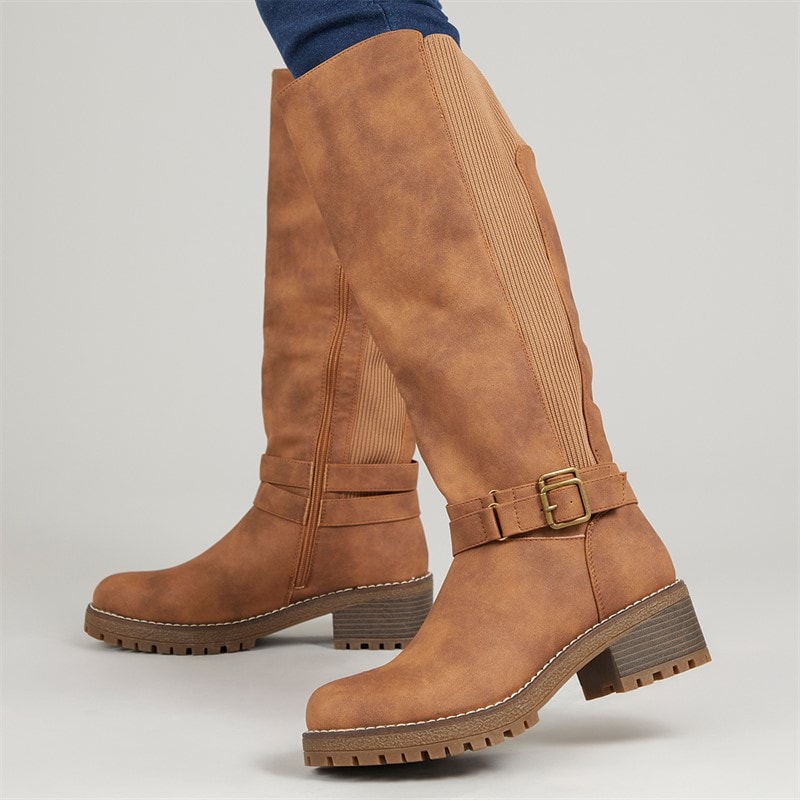 Brave Soul Womens Nora Knee High Boots Brown