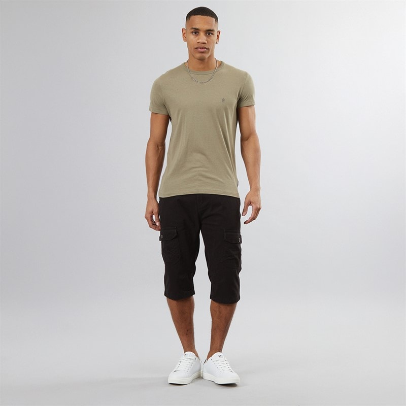 Brave Soul Mens Ardwick 3/4 Cargo Shorts New Black - Image 3