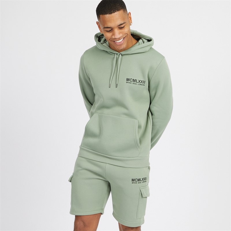 Brave Soul Mens Optimise Hoodie And Shorts Set Mint - Image 1