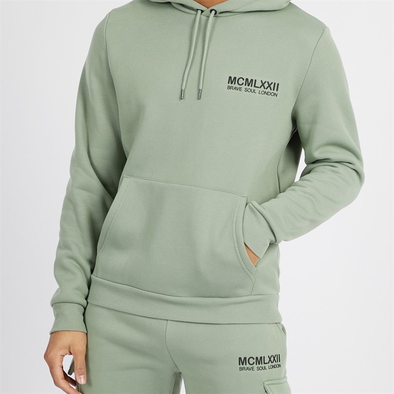 Brave Soul Mens Optimise Hoodie And Shorts Set Mint - Image 3