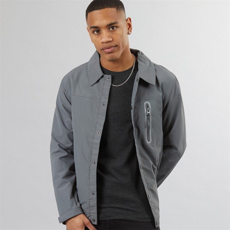 Brave Soul Mens Corey Taslan Coach Jacket Grey - Image 1