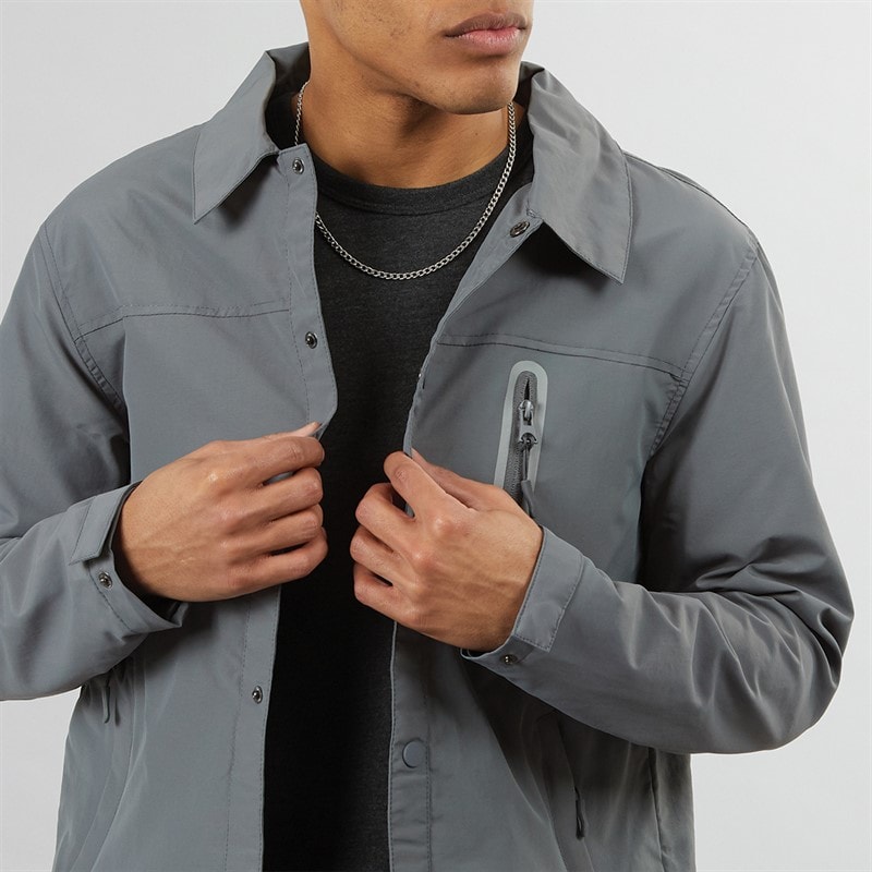 Brave Soul Mens Corey Taslan Coach Jacket Grey - Image 3