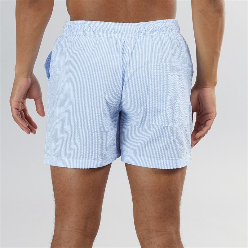 Brave Soul Mens Salou Swim Shorts Pale Blue/White Stripe - Image 2